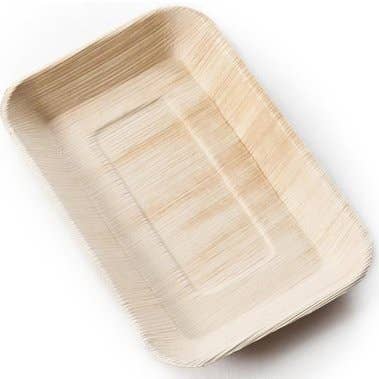 Placas rectangulares de hoja de palma - Juego de 25 platos para venta al por mayor de Karmic Seed