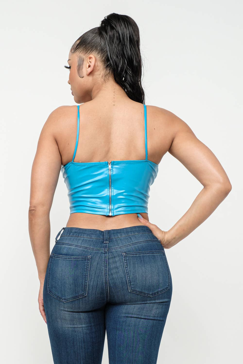 Julia by LoveJ - Wholesale Corset - Women's - Leather Solid Corset Style Chain Trim Strap Top9