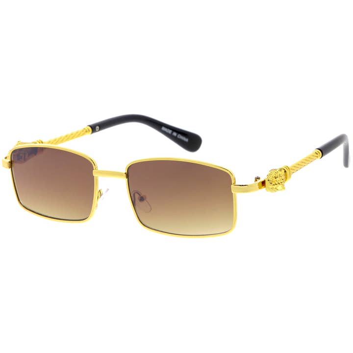 SPARE-SPECS, LLC - Wholesale Sunglasses - Unisex - Bold Retro Jaguar Metal Plated Detail Square Sunglasses D24710
