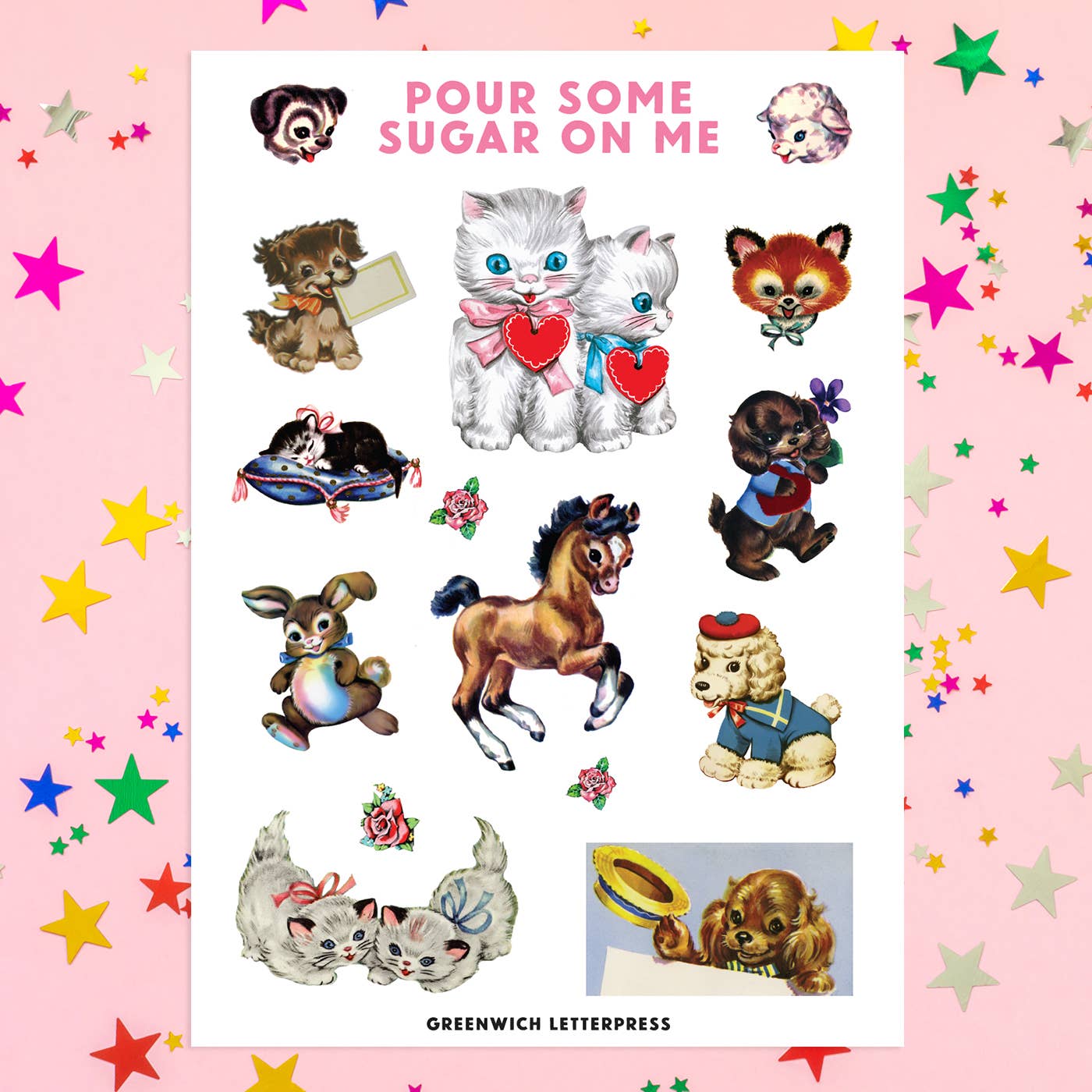 Greenwich Letterpress - Wholesale Sticker - Sugar Sweet Sticker Sheet – Cute & Retro Die-Cut Critters1