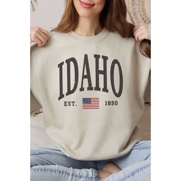 IDAHO USA FLAG Oversized Graphic Sweatshirt for wholesale by A. BLUSH CO