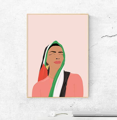 Studio Saba - Wholesale Art Print - Gaza Woman wall art, Palestine, muslim woman home decor0