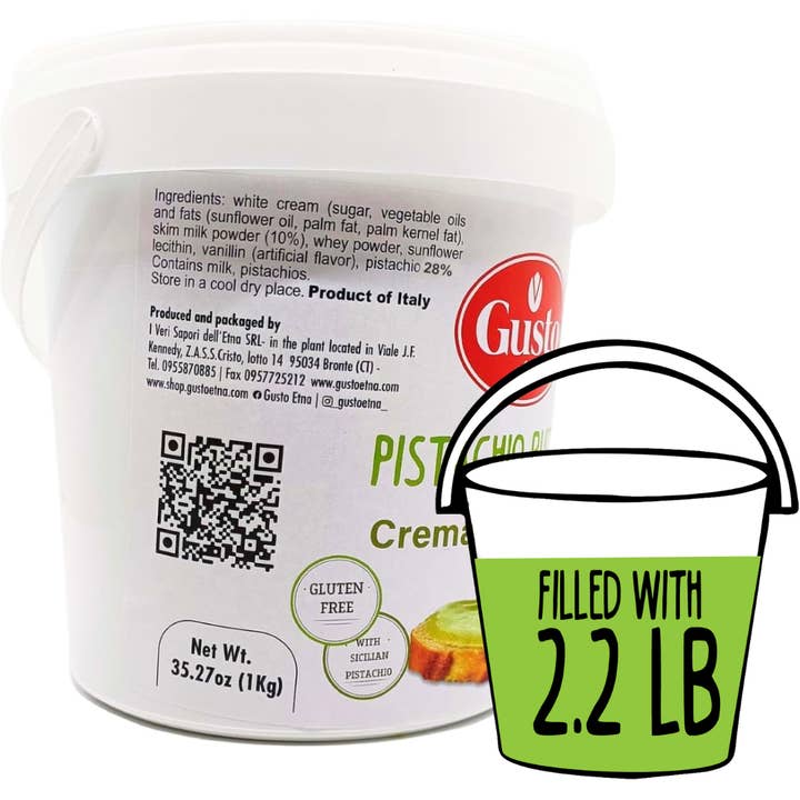 Wholesale Italian Food - Wholesale Nut Butter - Gusto Etna, 2.2 lb (1 kg) Pistachio Cream/Butter Spread Tub