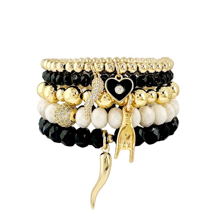 Gianna Italian Horn Stack of Beaded Bracelets for wholesale by Love, Lisa