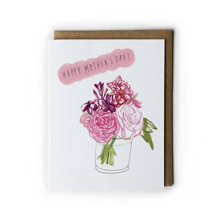Pink Blossoms Mother's Day Greeting Card for wholesale by Honeyberry Studios