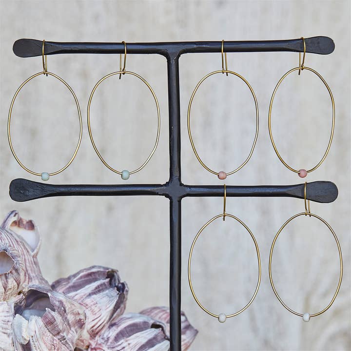 HomArt - Wholesale Dangle Earrings - Lombok Organic Oval Earring - White2