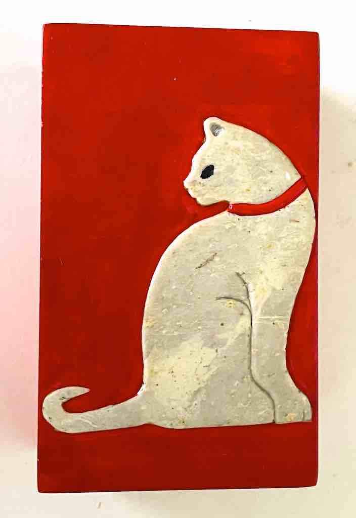 The Niger Bend - Wholesale Decorative Box - Cat Silhouette Design - Small Rectangle Soapstone Trinket Decor Box13