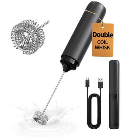 Rechargeable Coffee/Cacao Frother Dual Coil Whisk Head Electric for wholesale by Vital Purple