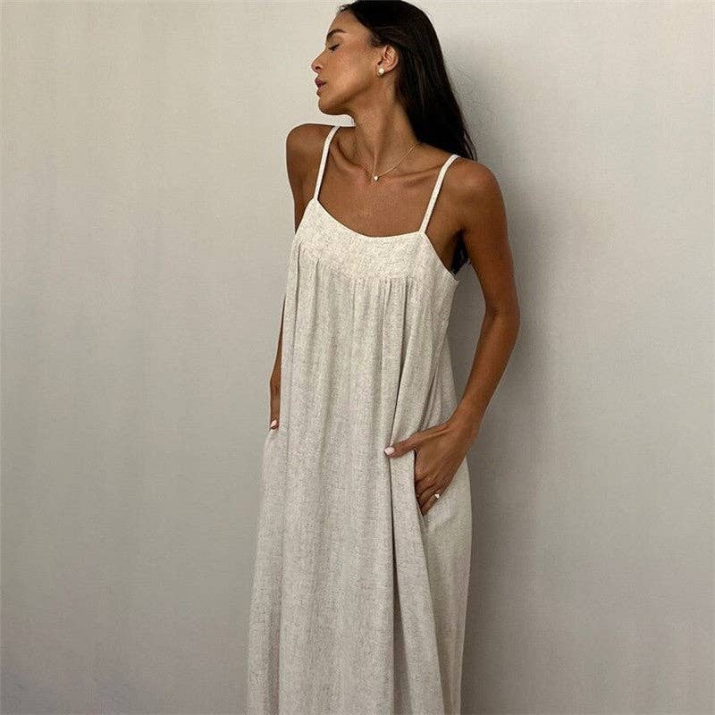 Abricot Chemise de nuit longue à camisole douce et agréable pour la peau pour un confort tendance en vente sur Faire1