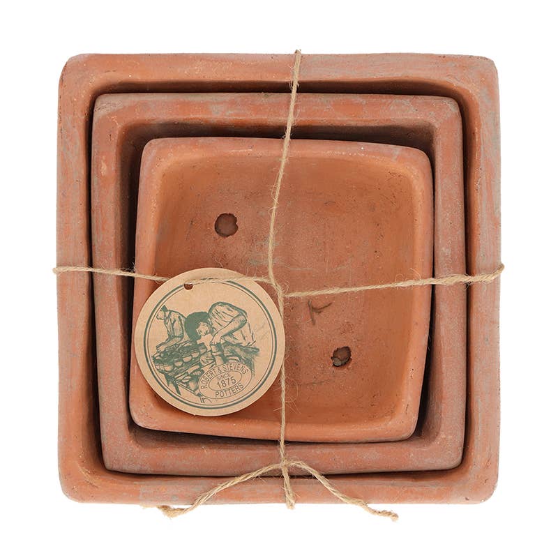 Esschert Design USA - Wholesale Plant Pot - Aged Terracotta Set of 3 Square Flower Pots4