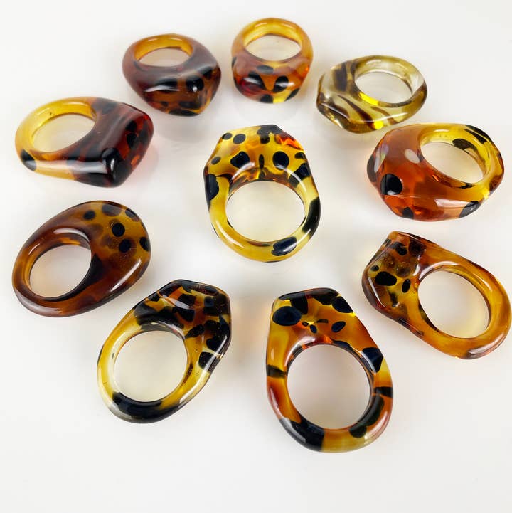 Glass Tortoise Shell Ring for wholesale by Ultra Lit by SaraBeth Post Eskuche