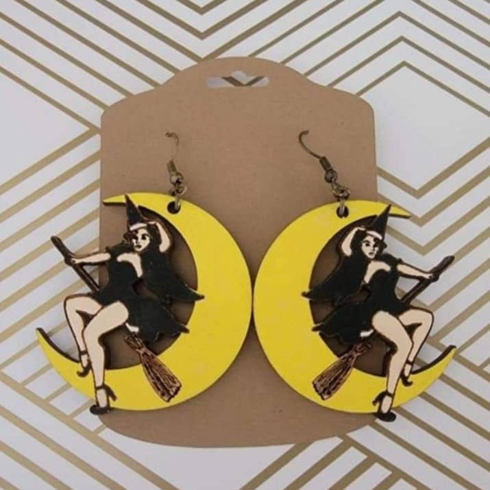Crescent Moon Witch Earrings for wholesale by Mars & Me