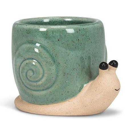 Mini Snail Planter-Turquoise-2.5"H for wholesale by Abbott