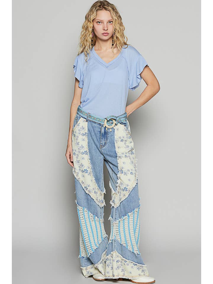 Pol Clothing - Wholesale T-Shirt - Women's - V-neck ruffle short sleeve solid basic cotton top23