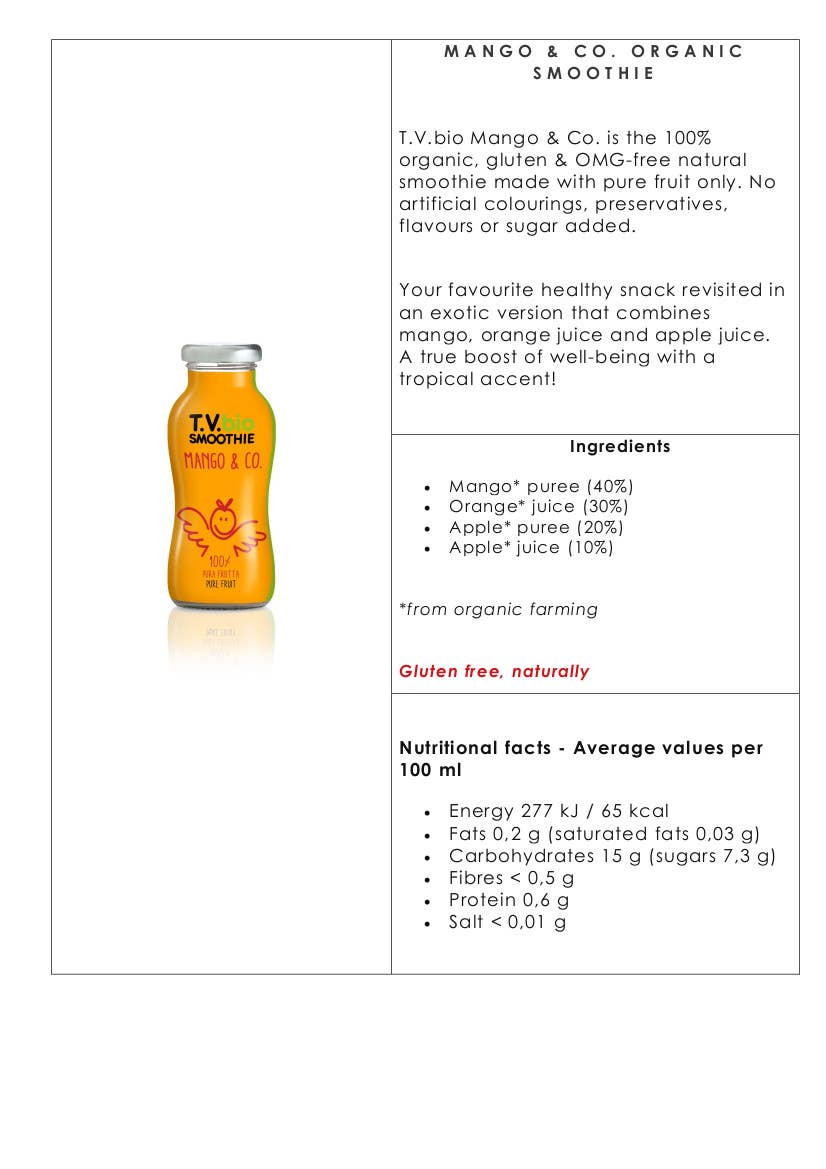 Metina SAS – Sumo de fruta por atacado – Mango & Co. Bebida Biológica Smoothie Cl.202