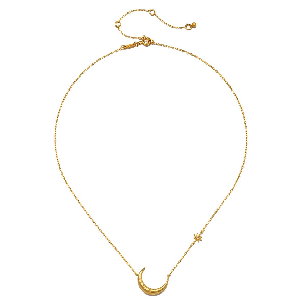 Satya Jewelry - Wholesale Halskettinghanger - Etherische Gids Maansteen Maan en Ster Ketting 16"4