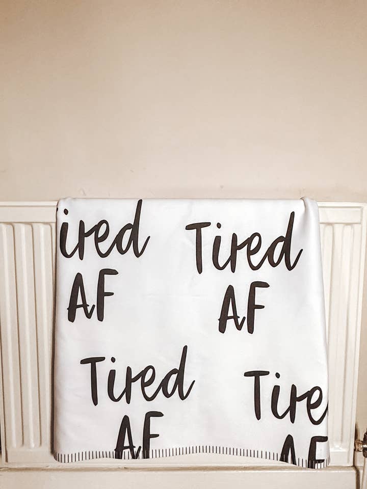 Tired AF Blanket - 2 styles, various sizes for wholesale by Dottie Wombat