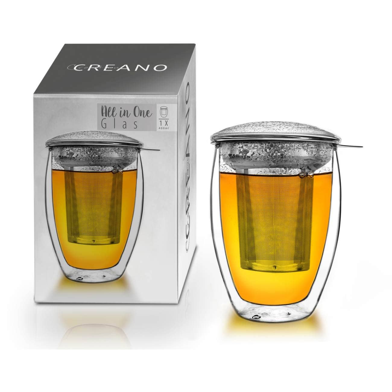 Creano - Vendita all'ingrosso Tazza da tè/caffè - Bicchiere termico a doppia parete con filtro in acciaio inox integrato 400 ml1