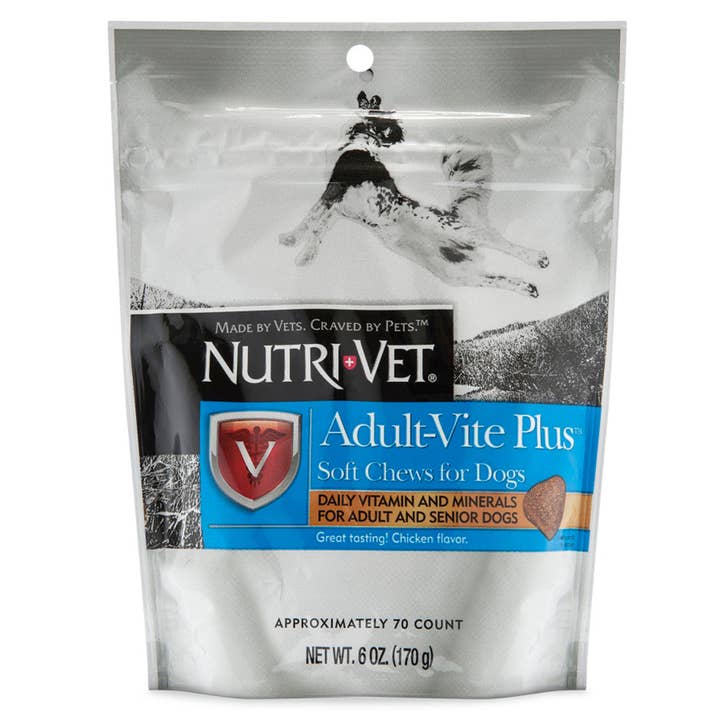 Petdropshipper - Wholesale Pet Supplement - Dog - Nutri-Vet Adult-Vite Plus Soft Chew Vitamins for Adult & Senior Dogs Chicken 6oz 1ea/6 oz, 70 ct