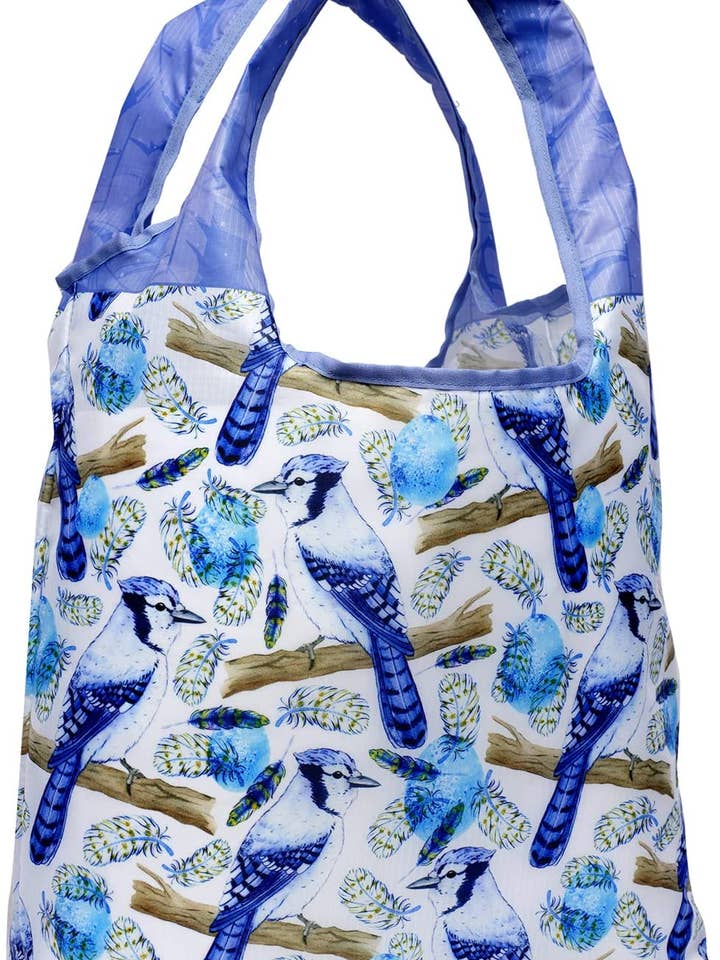 O-WITZ Reusable Shopping Bag - Bird Blue Jay for wholesale by greatique