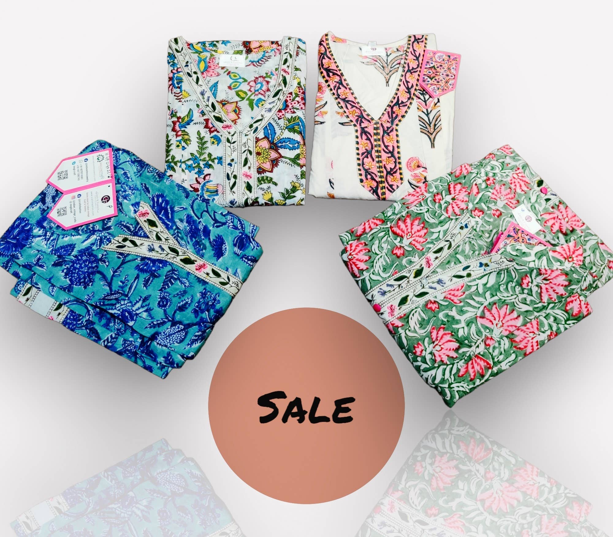 Meghcraft – wholesale Tunika - Dam – Kvinnors indiska bomullsklänning kurta tunika kvinnor-kurti topp1