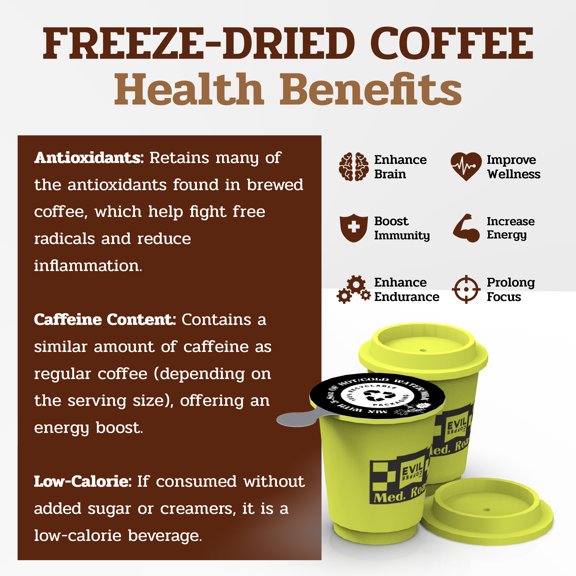 Smithco Distributing - Wholesale Instant Coffee/Espresso - Evil Coffee Clutch Cups - Freeze Dried Coffee (12 Pack)/ PDQ7