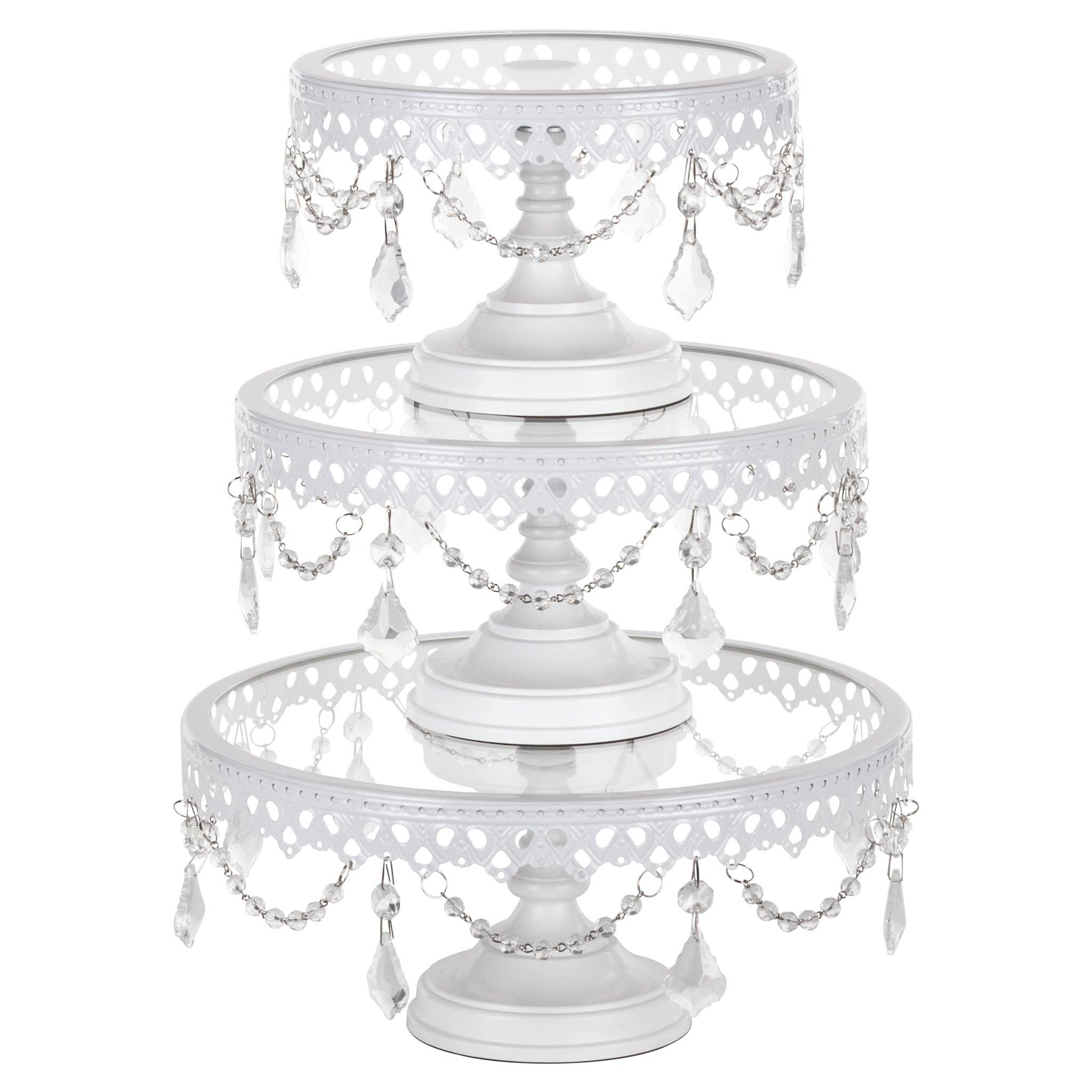 Amalfi Decor - Wholesale Cake Stand - 3-Piece Glass Top Crystal Cake Stand Set - White0