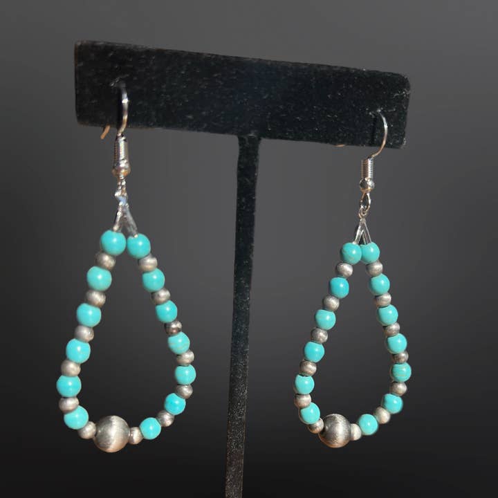 Westrian (Formerly Equipage) - Wholesale Dangle Earrings - Faux Turquoise and Navajo Pearls Earrings