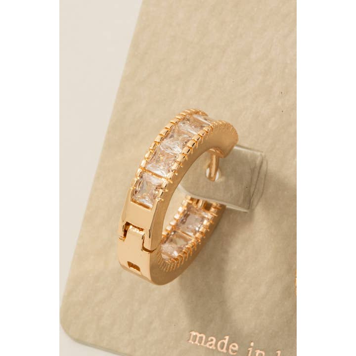 Fame Accessories - Wholesale Hoop Earrings - Square Pave Hinge Hoop Earrings2