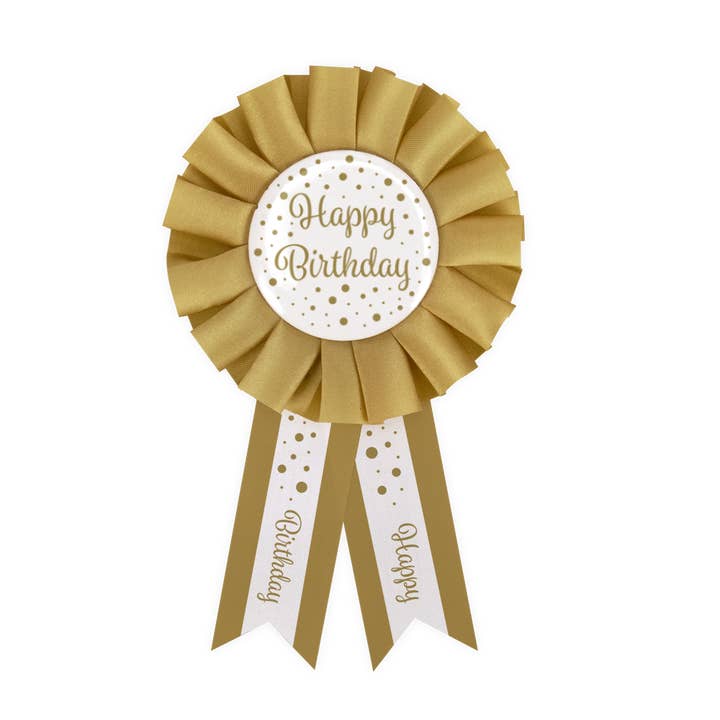 PD Party - Wholesale Party Sign/Banner - Party Rosettes gold/white - Happy birthday