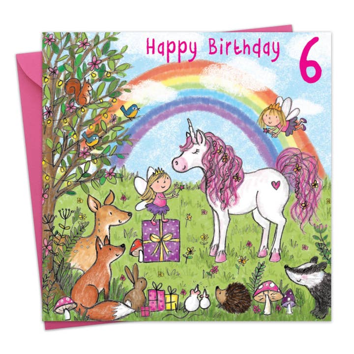 Unicorn Age 6 Birthday Card Girls for wholesale by Twizler Ltd