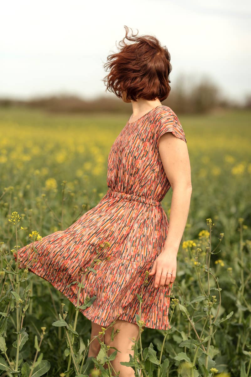 Eglantine et Zoé - Venta al por mayor Tela - Tela de popelina viscosa Roc Coral3