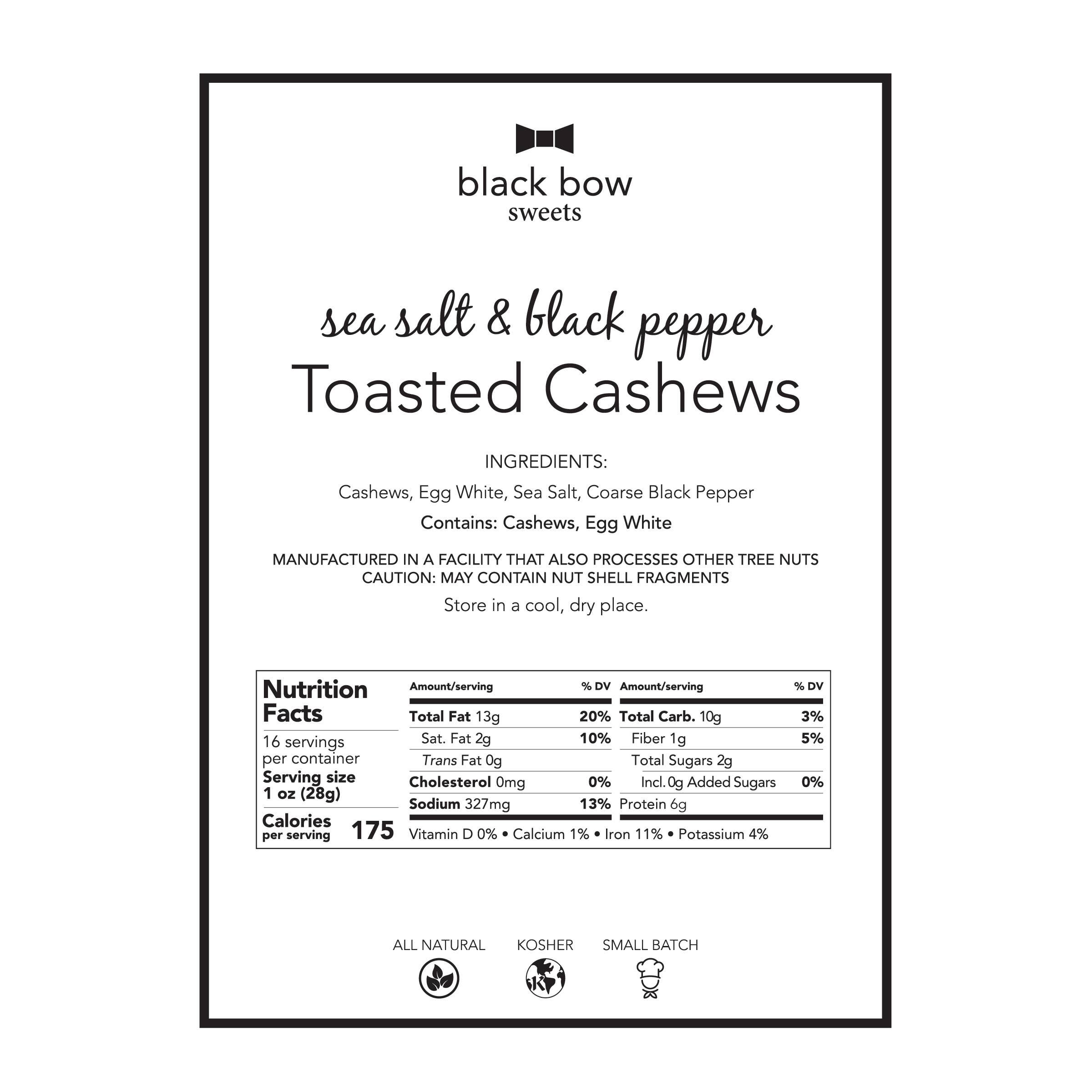 Black Bow Sweets - Wholesale Nuts - Toasted Cashew Jar | Sea Salt & Black Pepper2