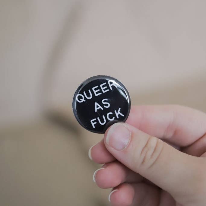 Queer as fuck | LGBTQ+ Pin Badge for wholesale by Conscious Euphoria