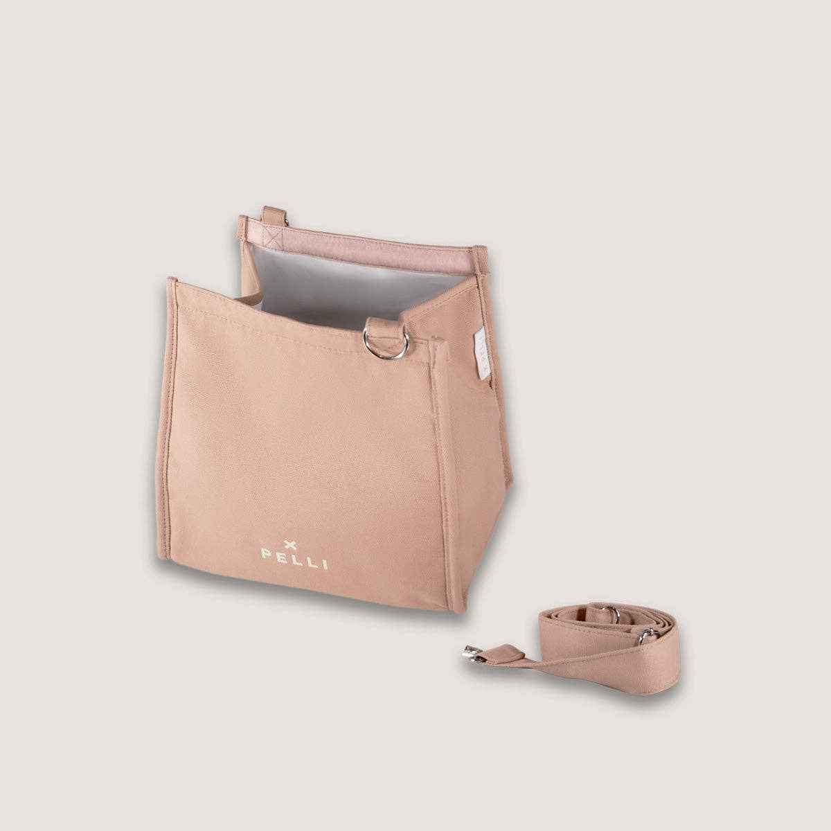 Cross the Sea Canvas Crossbody Insulated Lunch Bag - Spanish Villa Pink for wholesale on Faire2