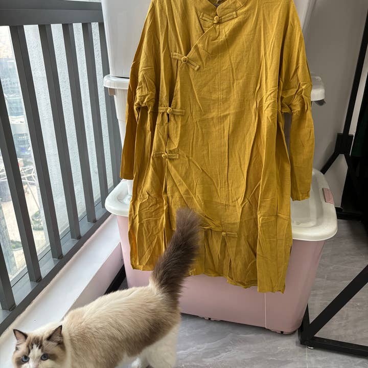 Whisper Mint - Wholesale Dress - Women's - Cotton linen women's literary retro mid-length shirt dress6