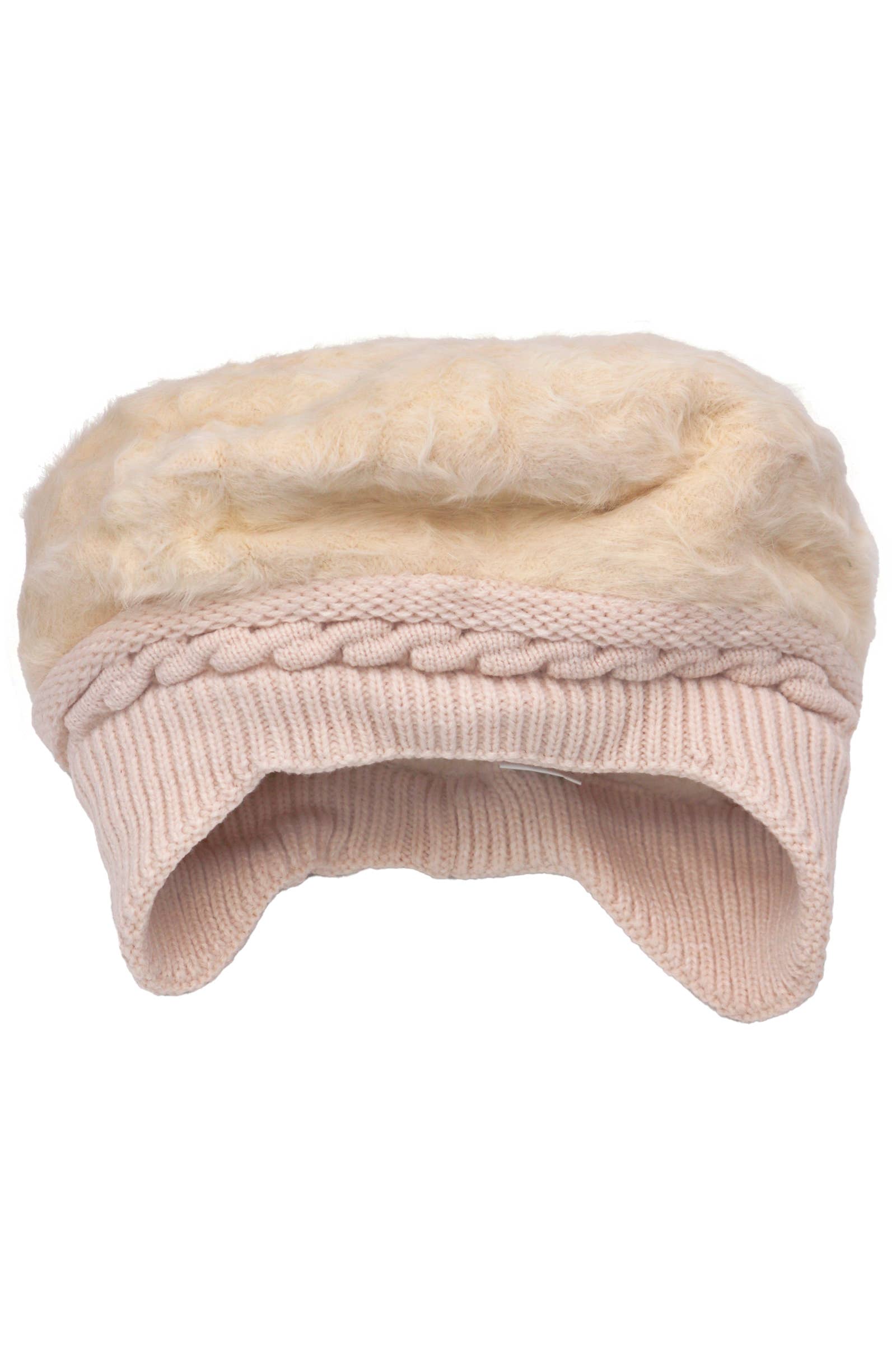 Cap Zone – wholesale Newsboy/Schoolboy Hat - Dam – Vegan Angora pälskabel stickad öronklaffmössa8