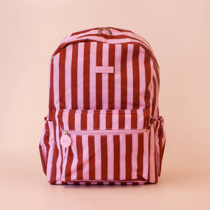Fox & Fallow - Wholesale Backpack – Child - Burgundy Stripe Backpack1