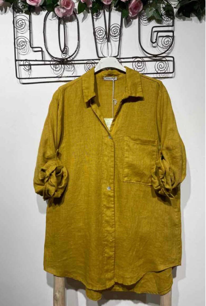 LINEN & COTTON HOUSE - Wholesale Button Down Shirt - Women's - LINEN SHIRT WITH SQUARE POCKET, SPRING SUMMER 7400139