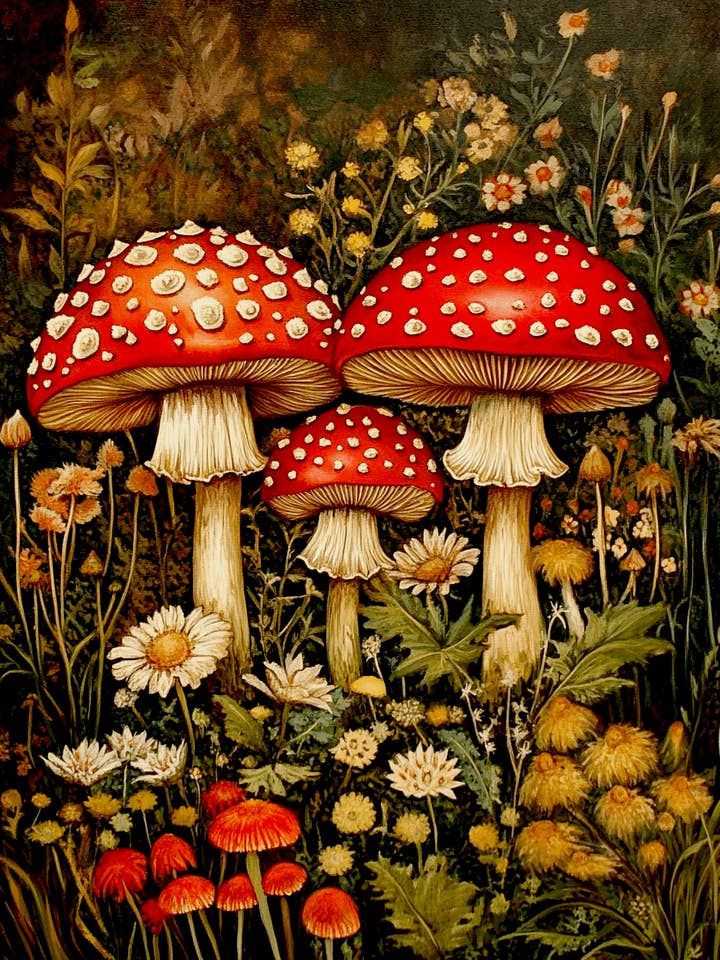 Classic Amanita Shroom Artwork - Mushroom Art Prints - 8"x10" Art Print for 11"x14" Frame for wholesale by Mowbi