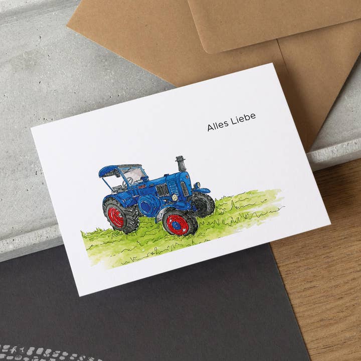 Vehicle Card - Vintage Tractor | Birthday Card for wholesale by Funkenbunt