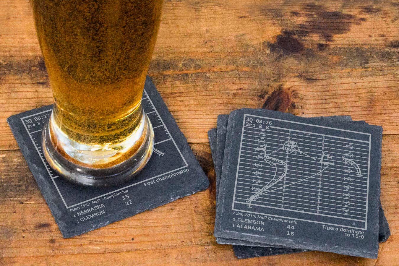 Playbook Products - Wholesale Onderzetters - Beste Clemson-voetbalwedstrijden: Slate Coasters (set van 4)2