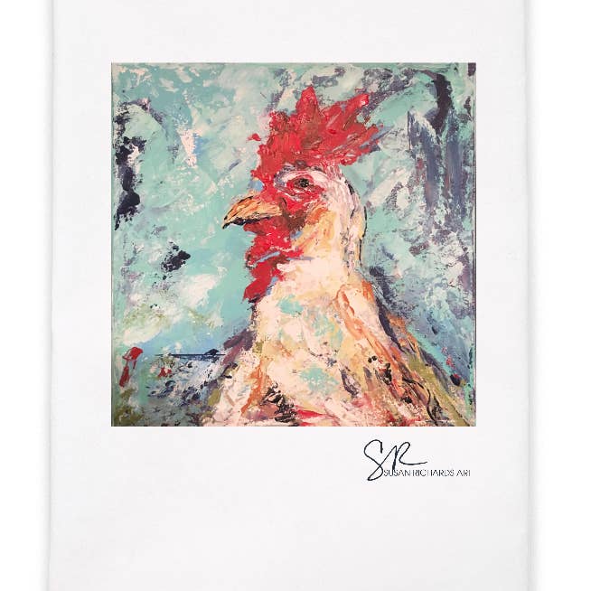 Rooster Tea Towel for wholesale by Susan Richards Art