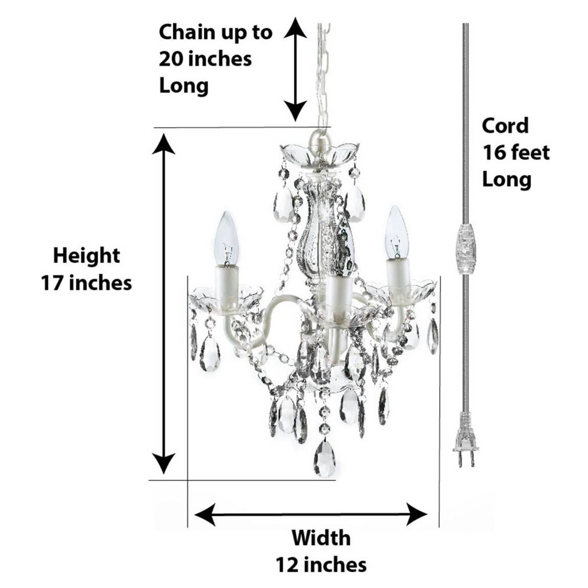 Think Brink - Vente Lustre/Suspension - Lustre à 3 lumières Cristal Blanc1