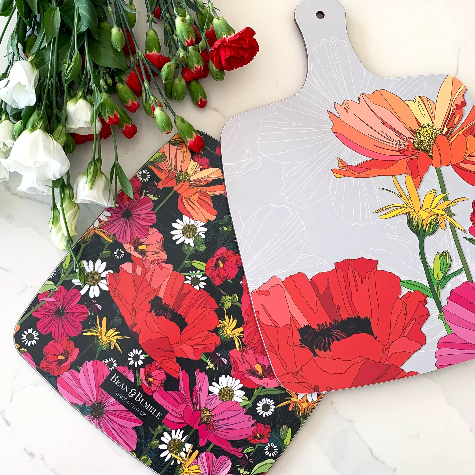 Bean and Bemble - Wholesale Cheese Board - Cheese Board Double Sided Large Melamine Summer Poppies Floral9