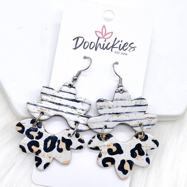 2.5" Vintage Thin Stripes & Cheetah Love Blossom Corkies for wholesale by Doohickies