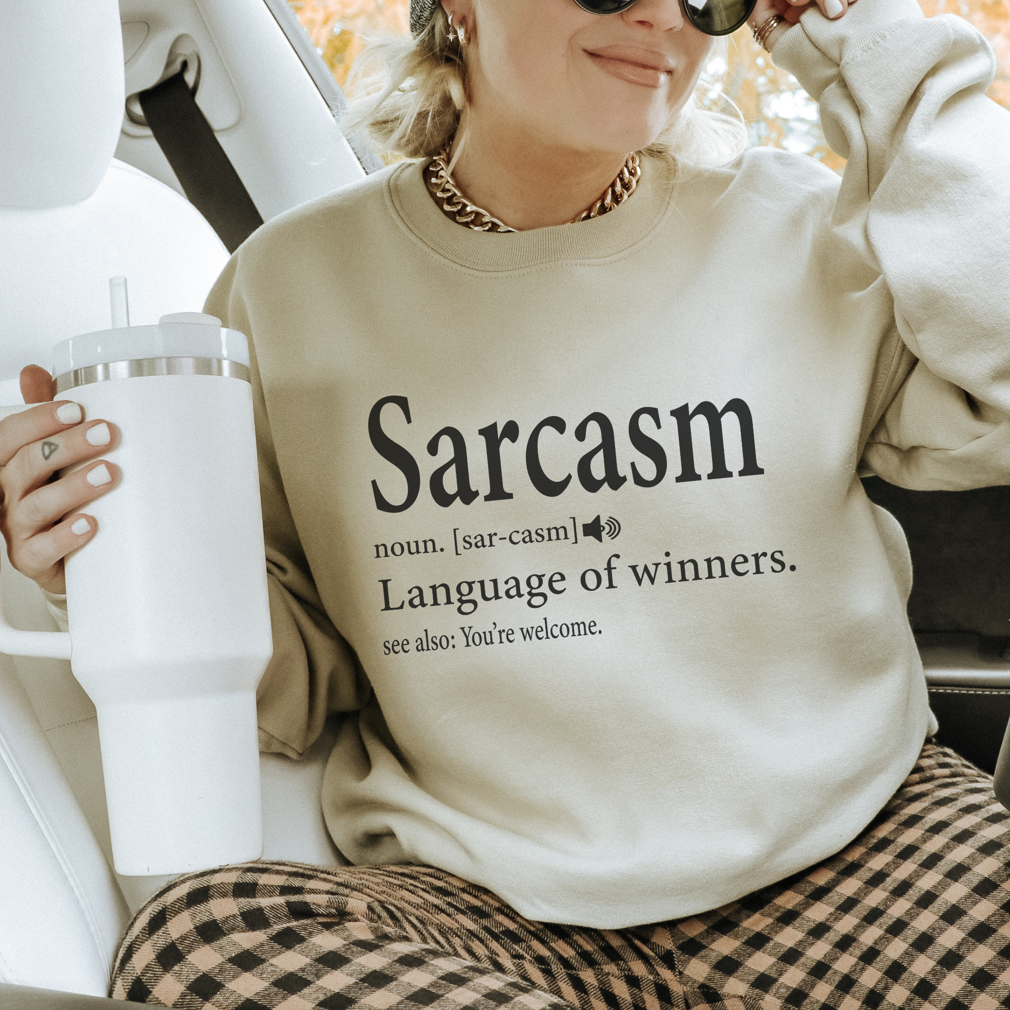 Trendznmore - Modern Graphic Apparel - Vente Sweat-shirt à imprimés – femme - Sweat-shirt graphique à col rond Funny Sarcasm Definition2