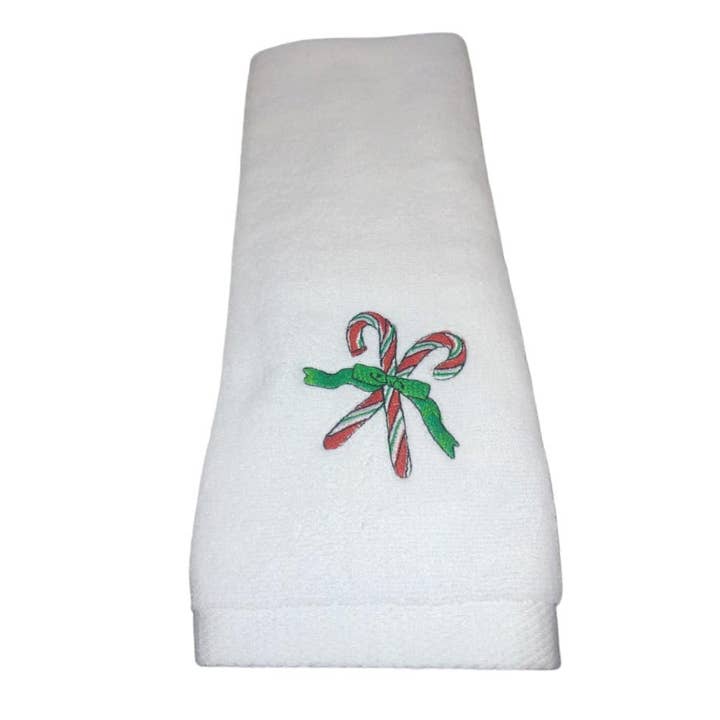CANDY CANE HAND TOWEL for wholesale by Donovan Designs