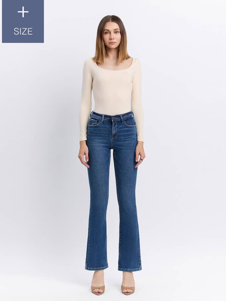 AMETHYST PLUS MID RISE SEAMLESS WAISTBAND BOOTCUT JEANS T6105-P for wholesale on Faire9