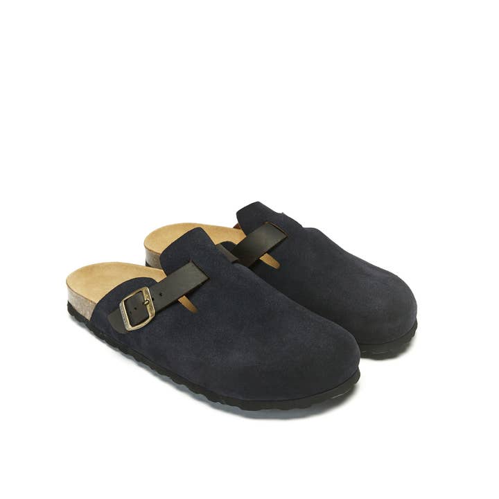 Pantoffel NOE van blauw nubuck leer - Art.MI1068 voor wholesale door Mandél
